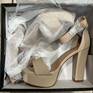 Nude platform high heels